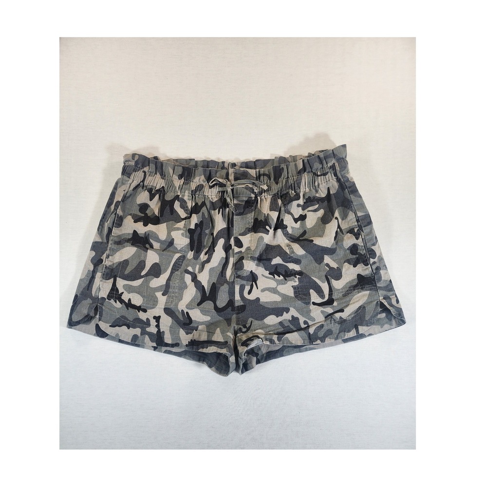 Sweet Lovely by Jen Shorts Women 3XL Gray Camo Elastic Waist Casual Plus Size